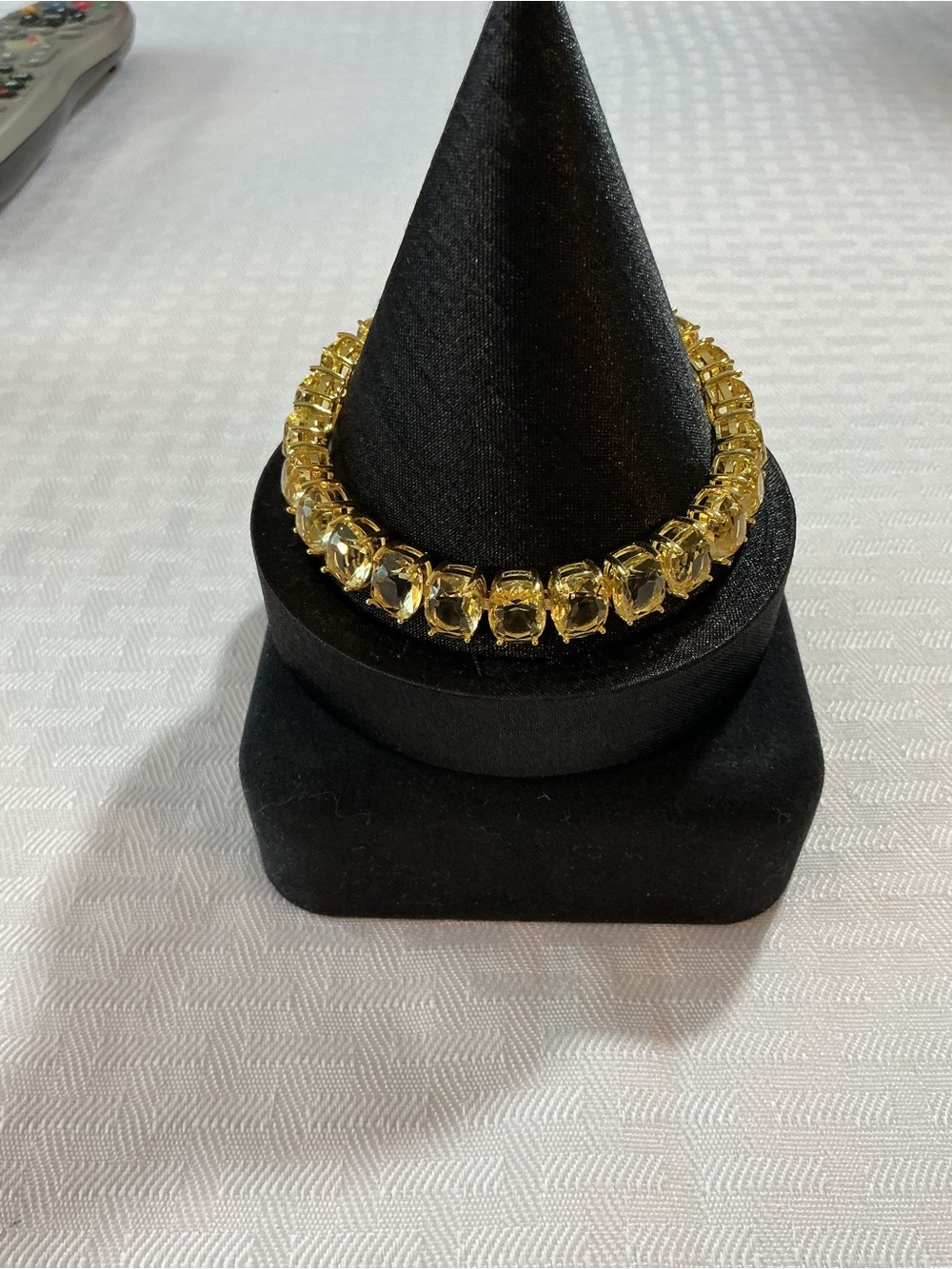 Golden Pyrite Gemstone Gold Tone Tennis Bracelet